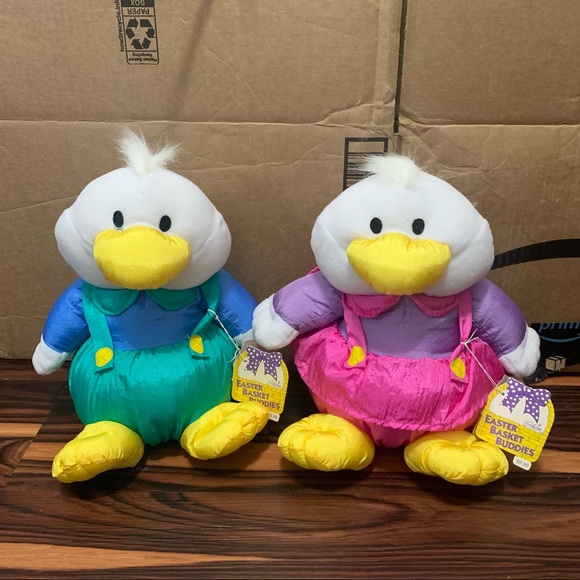 VTG 1994 Gibson Greetings Dudley Duck & Darcie Duck Easter Plush Stuffed Animals - Picture 2 of 14